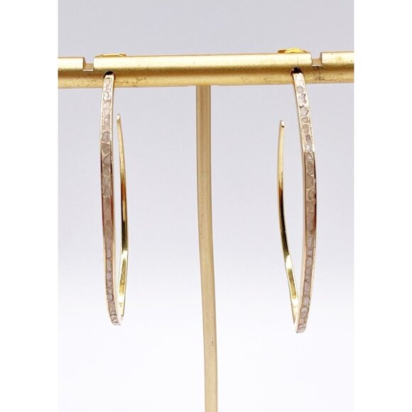 Zoya 925 Sterling Silver Gold Vermeil Oval Hoop Earrings Iridescent Shell Inlay - Picture 4 of 14